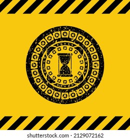 hourglass icon grunge warning sign emblem. Vector Illustration. Detailed. 