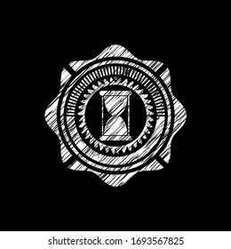 hourglass icon inside chalk emblem