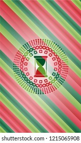hourglass icon inside christmas badge.