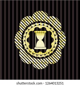 hourglass icon inside golden emblem or badge