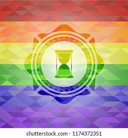 hourglass icon inside lgbt colors emblem 