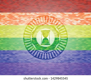 hourglass icon inside lgbt colors emblem 