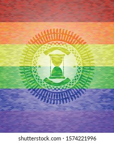 hourglass icon inside lgbt colors emblem 