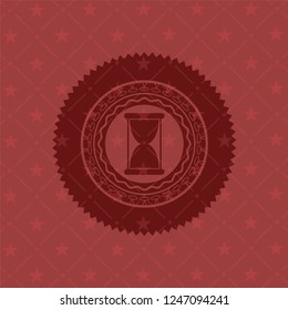 hourglass icon inside red emblem. Vintage.