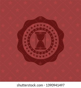 hourglass icon inside red emblem. Retro