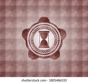 icono de vidrio de color rojo dentro del emblema geométrico sin costuras. 