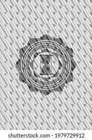 hourglass icon inside shiny silver emblem. Scales pattern. Vector Illustration. Detailed. 
