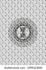 Stundenglas-Symbol in silberglänzendem Emblem. Skaliert Muster. Vektorgrafik. Detaillierte Angaben. 