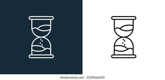 ícone de ampulheta isolado em cores brancas e pretas. ampulheta ícone vetorial linear contorno da coleção de produtividade para aplicativos móveis, web e ui.