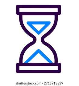 Sanduhrsymbol. Eine lineare Vektorgrafik der Sanduhr, einzeln auf weißem Hintergrund.