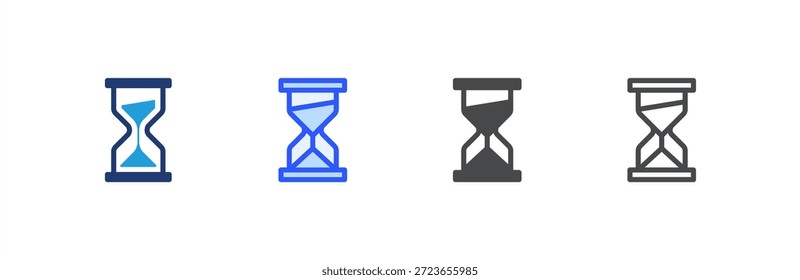 Icono de reloj de arena colección de estilo múltiple. Ilustración vectorial.