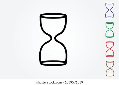 Hourglass icon on white background to calculate time