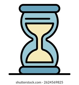 Hourglass icon. Outline hourglass vector icon color flat isolated