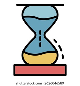 Hourglass icon. Outline hourglass vector icon color flat isolated