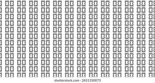 Hourglass icon repeated in a seamless layout. Perfect for time, technology, or abstract visuals. Monochrome and minimalist design enhances clarity.
