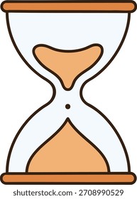 Sanduhrsymbol mit Sand, der zwischen zwei Glaskammern fließt. Reinigen Sie einfaches Vektordesign mit weichen Farben.