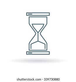 Hourglass icon. Sand glass sign. Traditional timer symbol. Thin line icon on white background. Vector illustration.