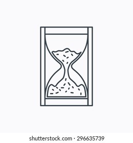 Hourglass icon. Sand time sign. Linear outline icon on white background. Vector