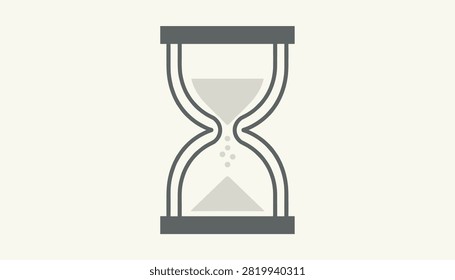 Hourglass icon with sand trickling down from top to bottom represents time management productivity and deadlines.