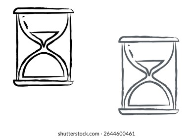Hourglass icon. Sand watch, sandglass timer, sandglass, sand glyph sign.Doodle hourglass.Vector hand-drawn sandglass.Timer icon illustration isolated vector sign symbol element on black, gray and whit