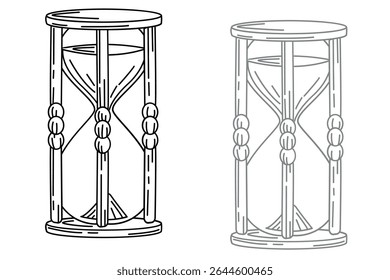 Hourglass icon. Sand watch, sandglass timer, sandglass, sand glyph sign.Doodle hourglass.Vector hand-drawn sandglass.Timer icon illustration isolated vector sign symbol element on black, gray and whit