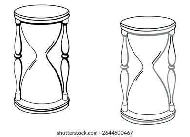 Hourglass icon. Sand watch, sandglass timer, sandglass, sand glyph sign.Doodle hourglass.Vector hand-drawn sandglass.Timer icon illustration isolated vector sign symbol element on black, gray and whit