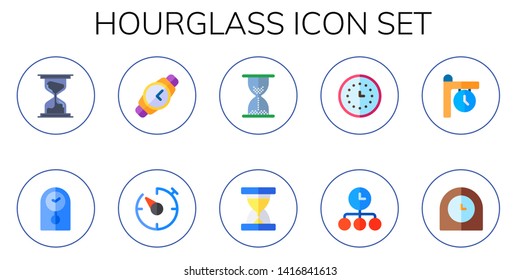 hourglass icon set. 10 flat hourglass icons.  Simple modern icons about  - clock, wristwatch, timer, sand clock, time