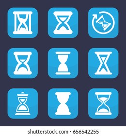 Hourglass icon. set of 9 filled hourglass icons such as