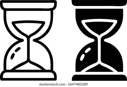 Hourglass Icon Set – Black and White Sand Timer Symbol Vector Illustration