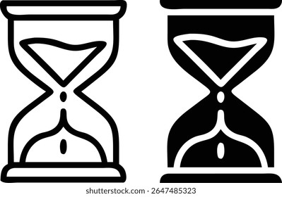 Hourglass Icon Set – Black and White Sand Timer Symbol Vector Illustration