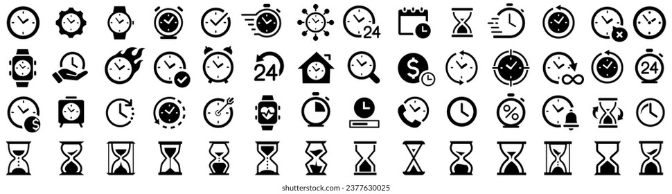 Hourglass icon set. Clock icon set. Timers icon. Time management. Vector illustration