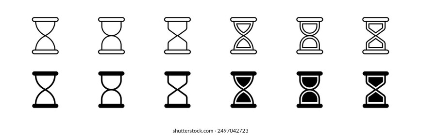 Hourglass icon set. Line and glyph hourglass icon. Sandglass collection