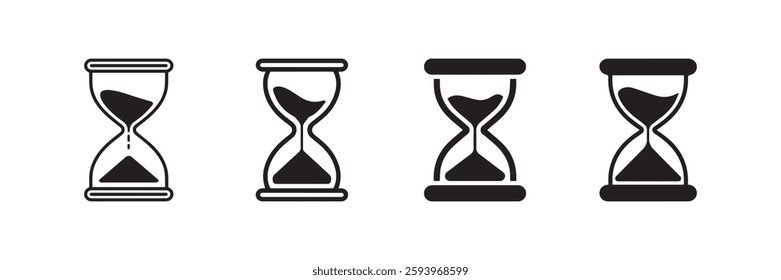 Hourglass icon set representing time management and countdown concept