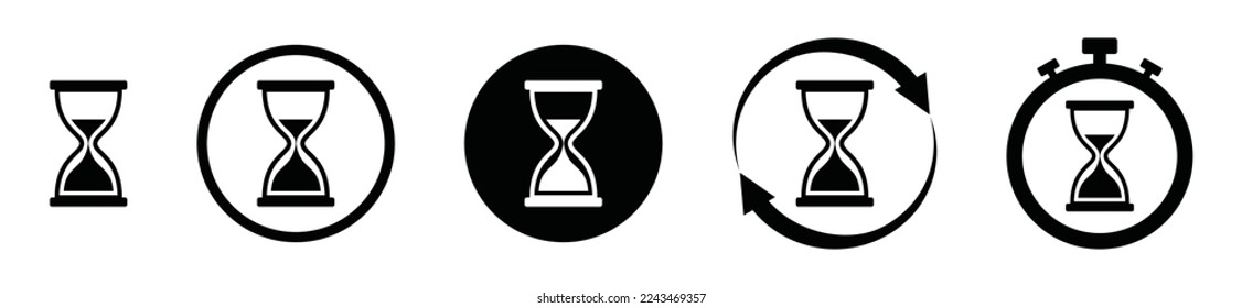 Hourglass icon set. Sand clock sign symbol. Hourglass in the stopwatch timer vector illustration. Reload hourglass timer icon vector.