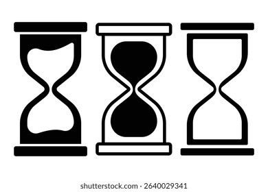 Hourglass icon set. Sand clock line icon. Old timer symbol. Sandglass icons set. Running hourglass. Vector illustration.