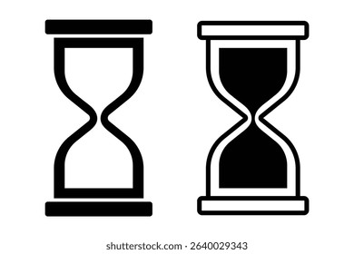 Hourglass icon set. Sand clock line icon. Old timer symbol. Sandglass icons set. Running hourglass. Vector illustration.