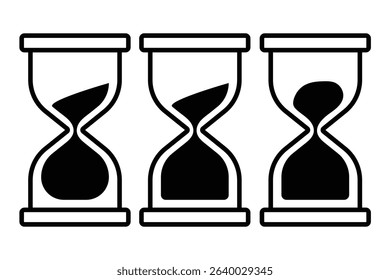 Hourglass icon set. Sand clock line icon. Old timer symbol. Sandglass icons set. Running hourglass. Vector illustration.