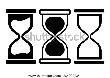 Hourglass icon set. Sand clock line icon. Old timer symbol. Sandglass icons set. Running hourglass. Vector illustration.