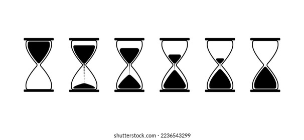 Hourglass Icon Set. Sand watch symbol Isolated. Vector Illustration.