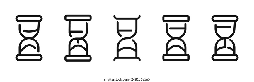 Hourglass icon set. Sandglass icons. Sand watch icon set. Hourglass symbol.
