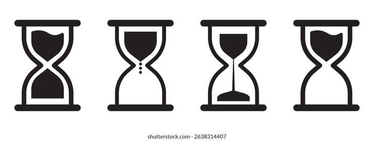 Hourglass icon set. Sandglass icons on transparent background. Vector illustration. EPS 10