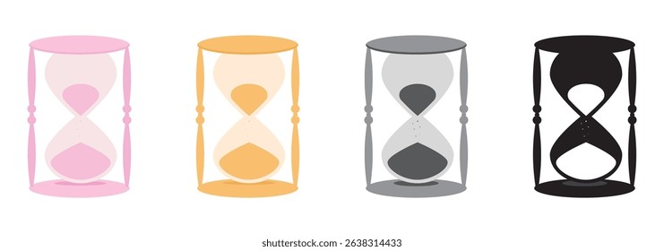 Hourglass icon set. Sandglass icons on transparent background. Vector illustration. EPS 10