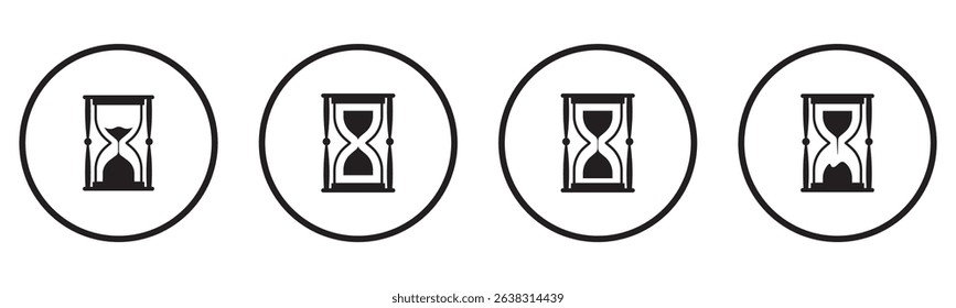 Hourglass icon set. Sandglass icons on transparent background. Vector illustration. EPS 10. 