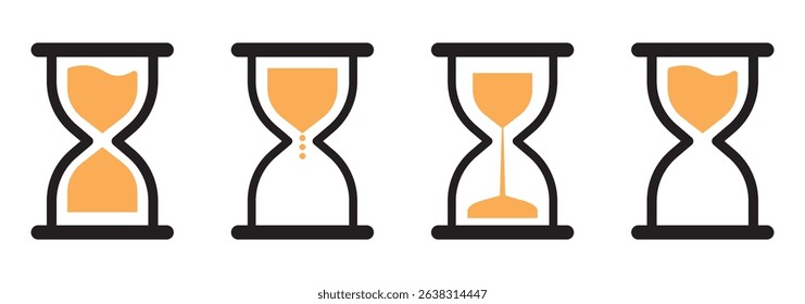 Hourglass icon set. Sandglass icons on transparent background. Vector illustration. EPS 10