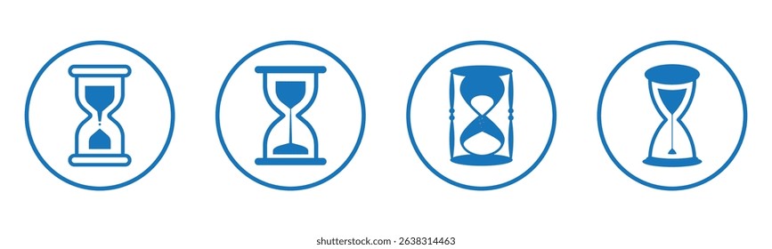 Hourglass icon set. Sandglass icons on transparent background. Vector illustration. EPS 10. 