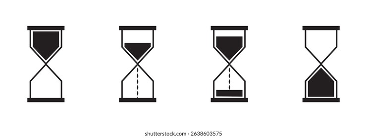 Hourglass icon set. Sandglass icons on transparent background. Vector illustration. EPS 10.