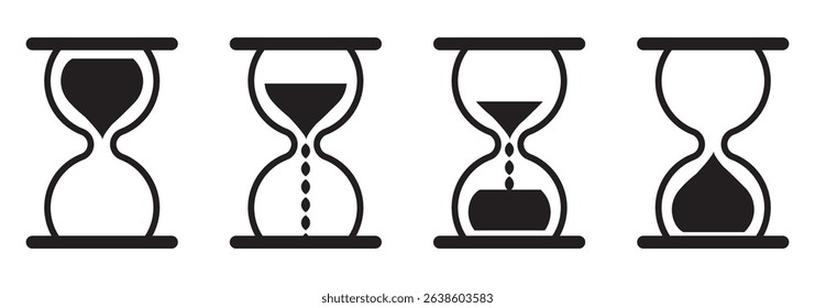 Hourglass icon set. Sandglass icons on transparent background. Vector illustration. EPS 10.