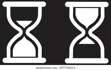 Hourglass icon set, Sandglass icon set isolated on black background