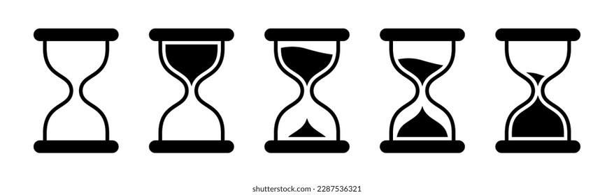 Hourglass icon set. Sandglass symbol, logo. Vector icon set.