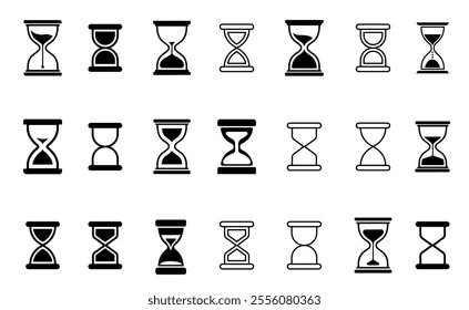 Hourglass icon set. Sandglass symbol on transparent background. Sand timer icon sign. Vector illustration.	